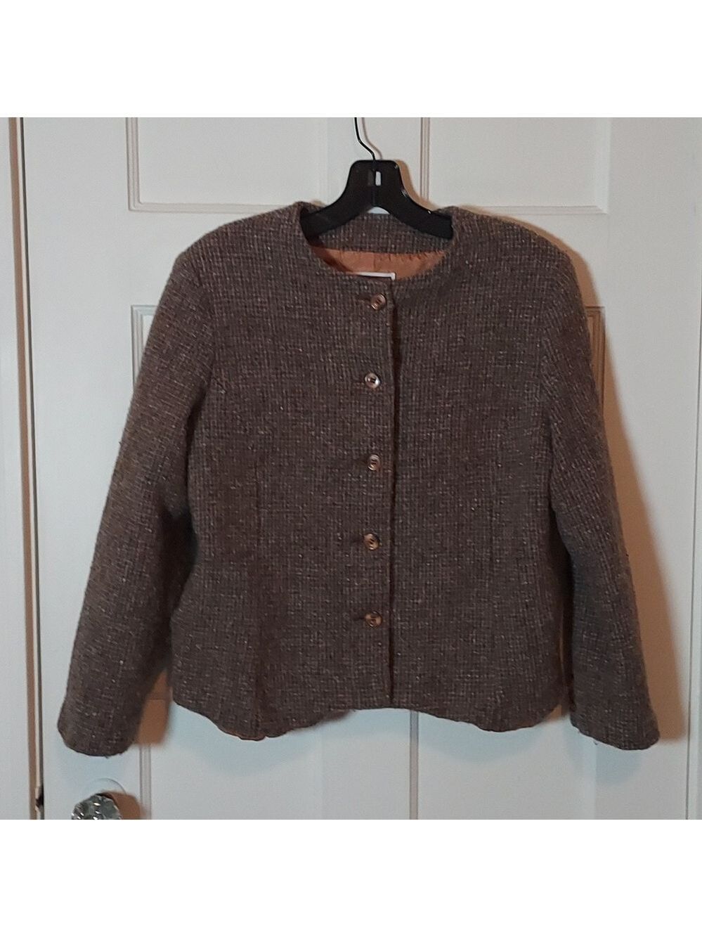 Vintage Jack Winter Women's Brown Tweed Jacket With Pockets Size 8